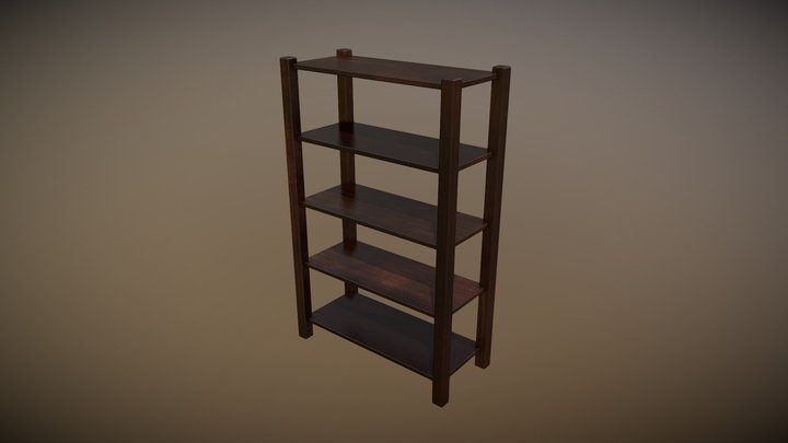 Simple Wooden Shelf 3D Model