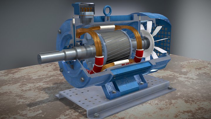 Induction Motor Cutaway 3D Model