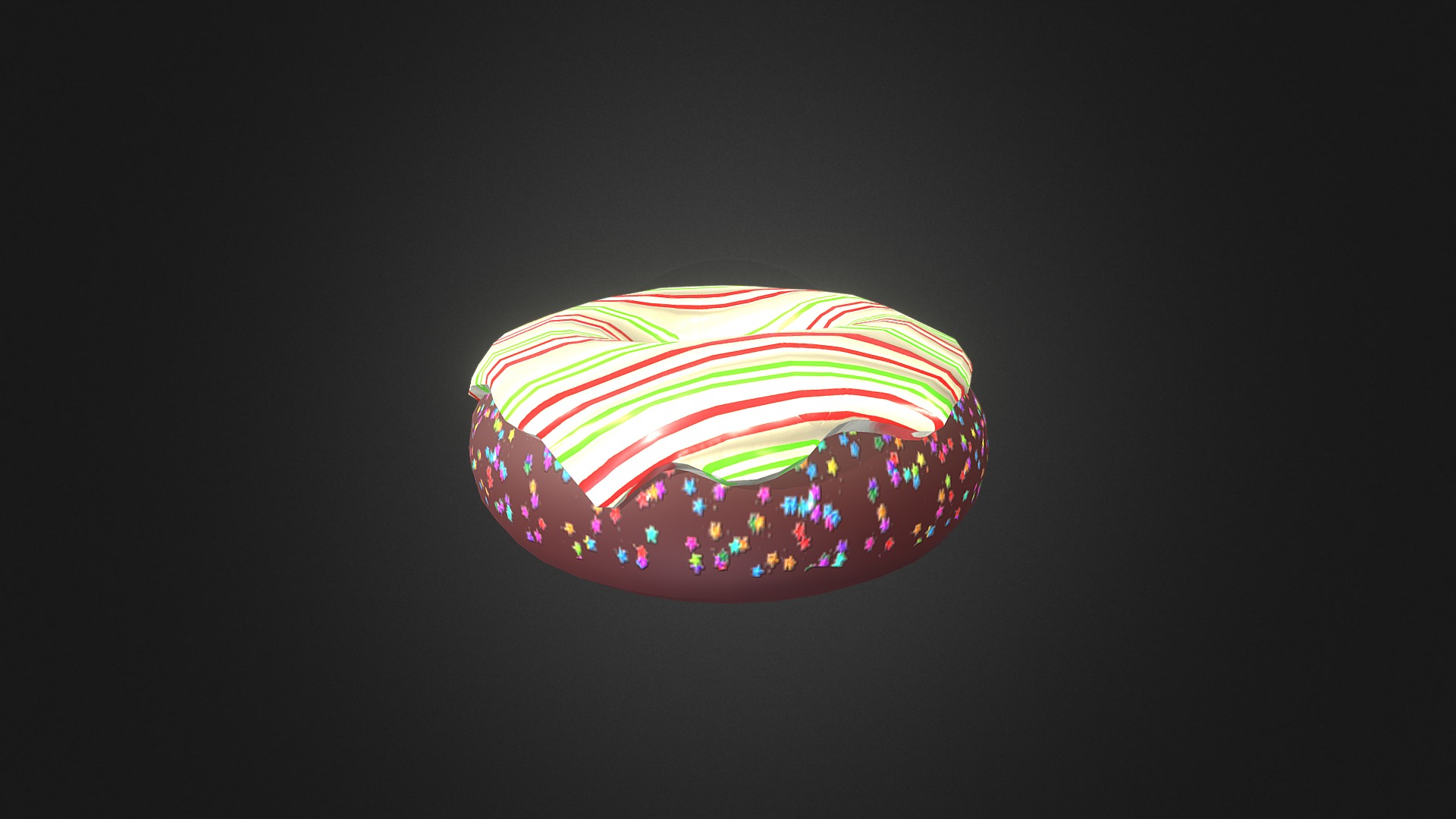 3D model Donut - This is a 3D model of the Donut. The 3D model is about a colorful circle with a black background.