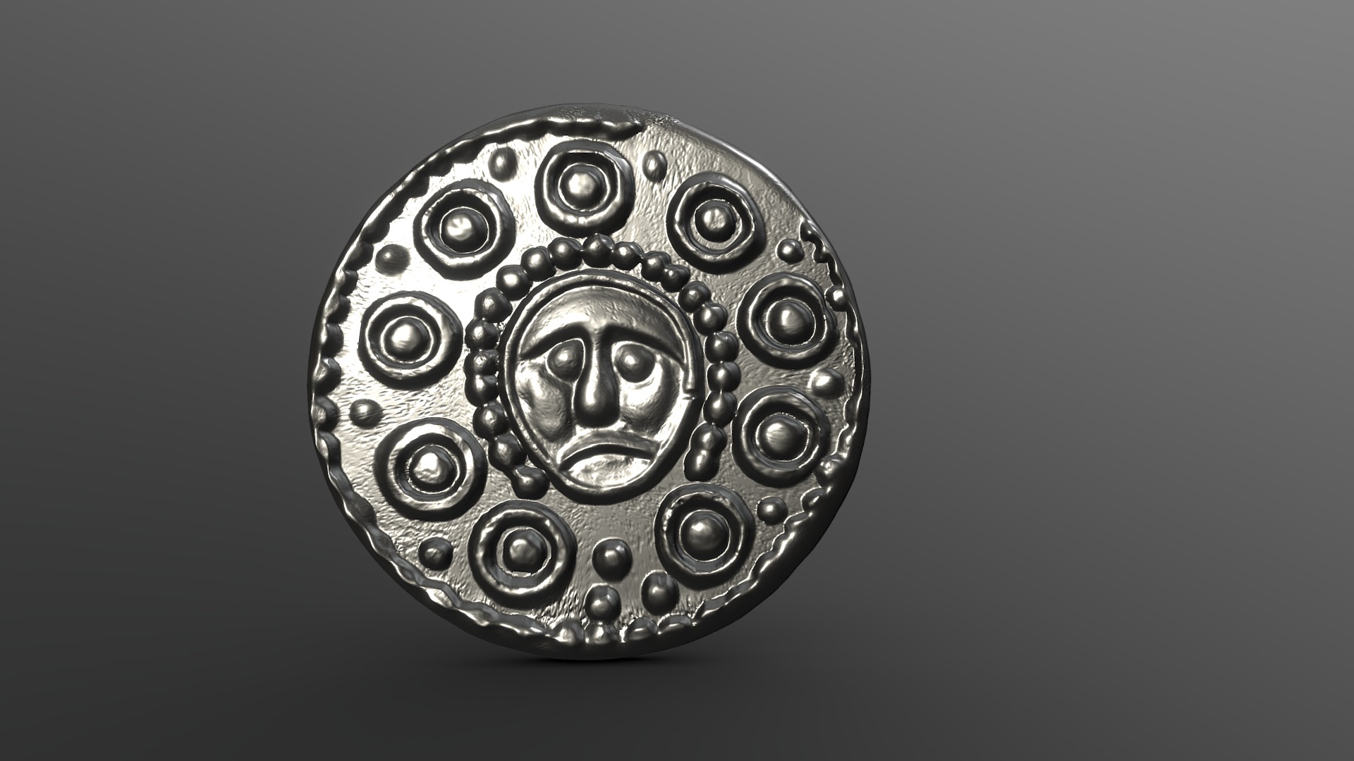 3D model Celtic Coin 4 - This is a 3D model of the Celtic Coin 4. The 3D model is about a black and silver object.
