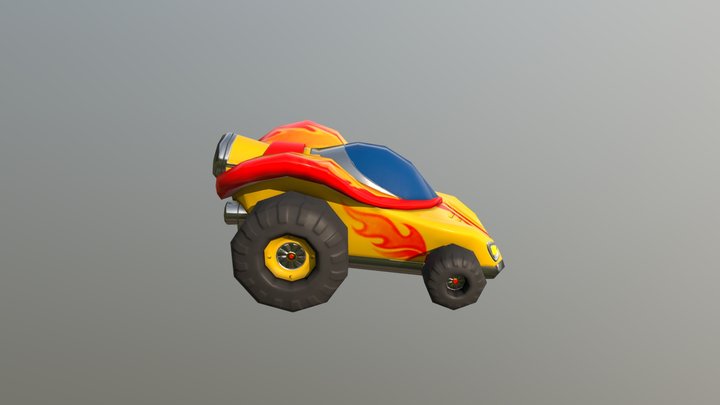 2 Cartoon racing cars 3D Model