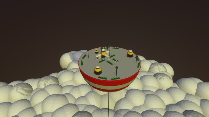 Temple in the Sky Scene 3D Model