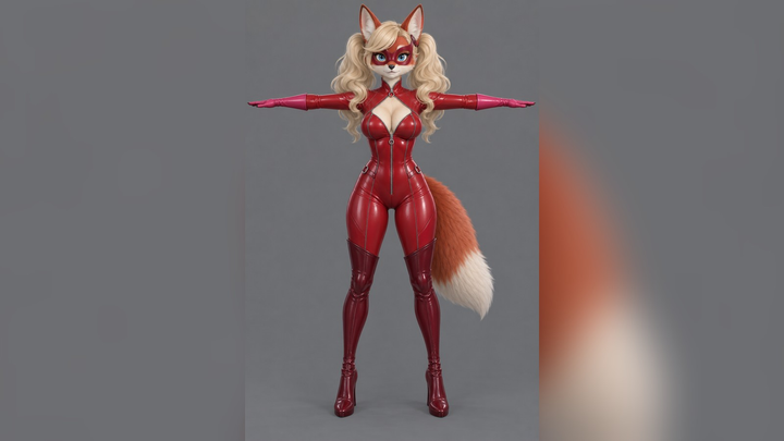 Ann Takamaki (Persona) Furry T-Pose 3D Model