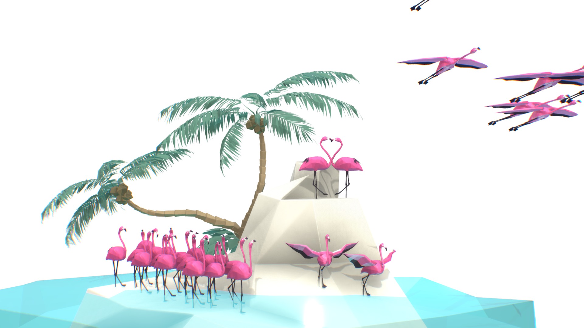 3D model Flamingos - This is a 3D model of the Flamingos. The 3D model is about diagram.