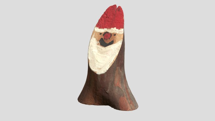 Santa painted wooden statue 3D Model