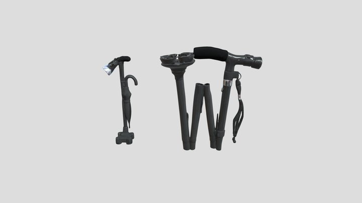 Multifunctional Cane and Umbrella Set 3D Model