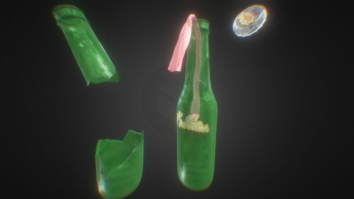Beer bottle with rag. [Molotov] 3D Model