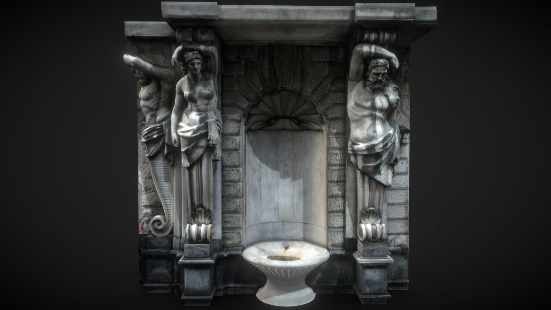3D model Caryatids - This is a 3D model of the Caryatids. The 3D model is about a stone pillar with statues.