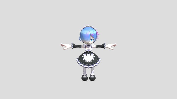 Rem by Re zero anime Model 3D for blender by GilsonAnimes on