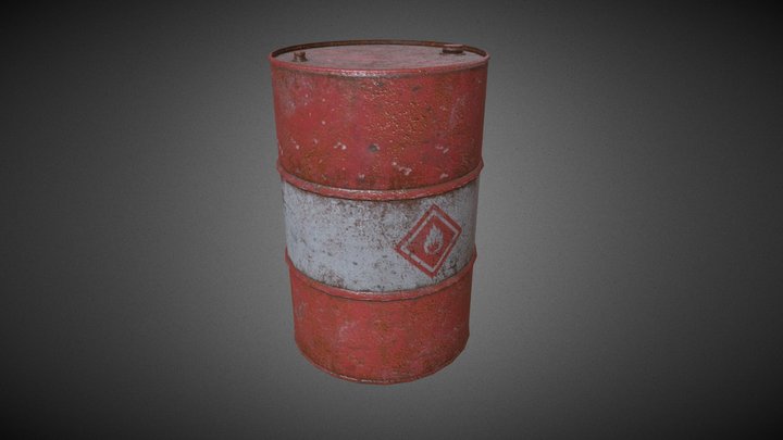 Old barrel red, game-ready. UNITY 3D Model