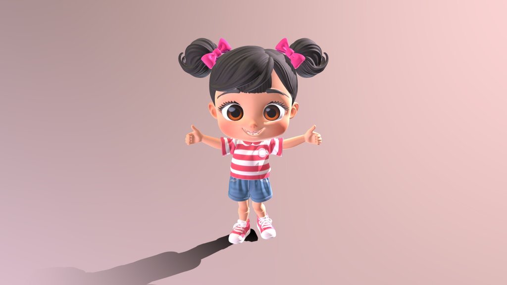 A Cute Pixar Style 3d Girl Character.