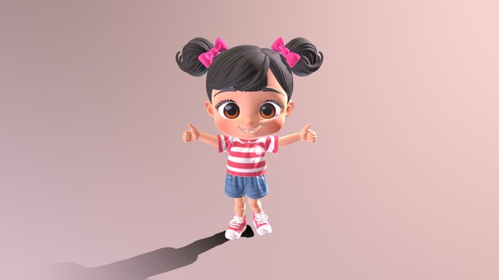 A Cute Pixar Style 3d Girl Character. 3D Model