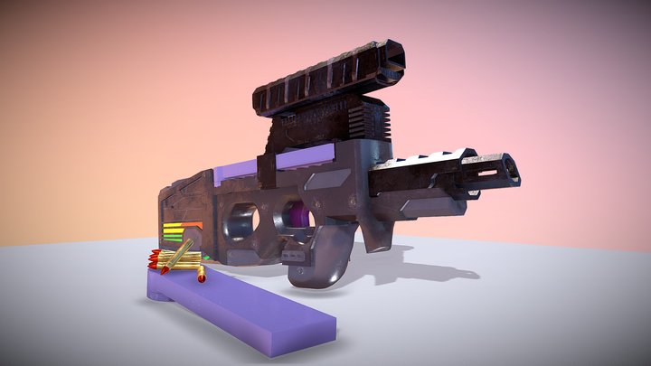 Sci-fi version of a P90 gun 3D Model
