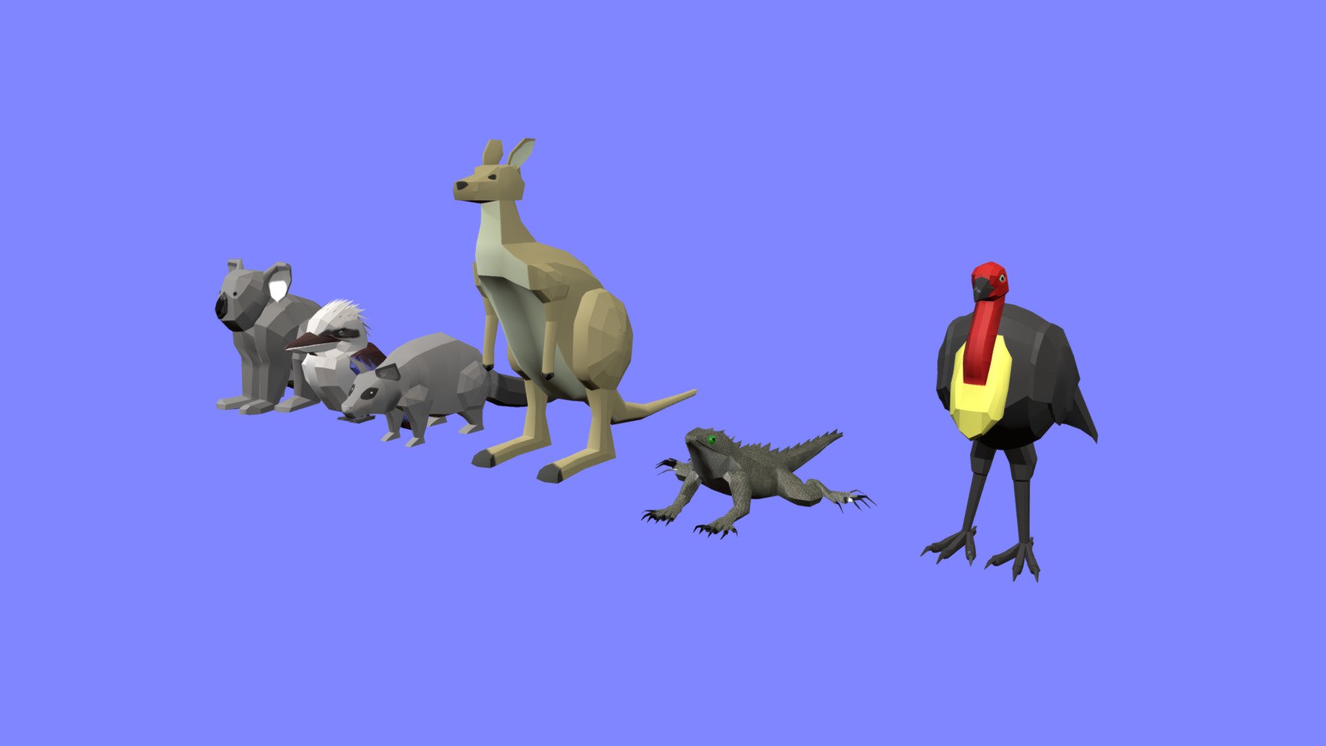 low-poly-native-australian-animals-buy-royalty-free-3d-model-by