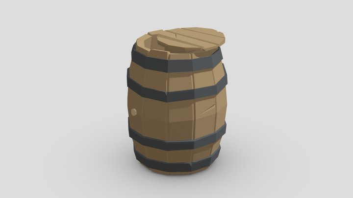 Wood barrel low poly 3D Model