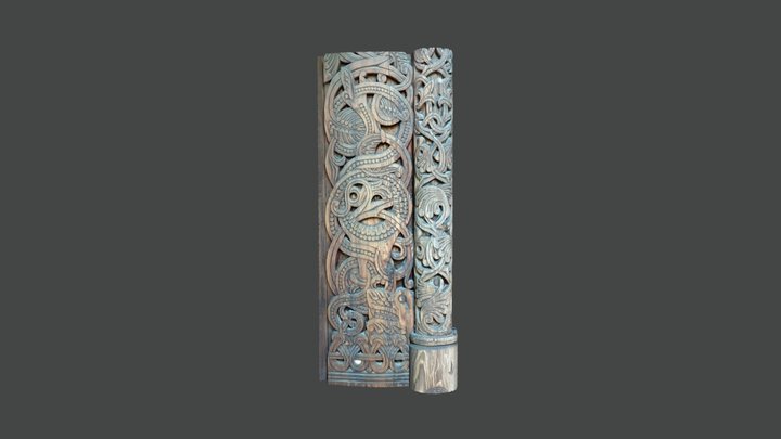 Gol stave church, door detail 3D Model