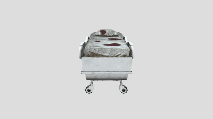 Abandoned Hospital Bed Stained 3D Model