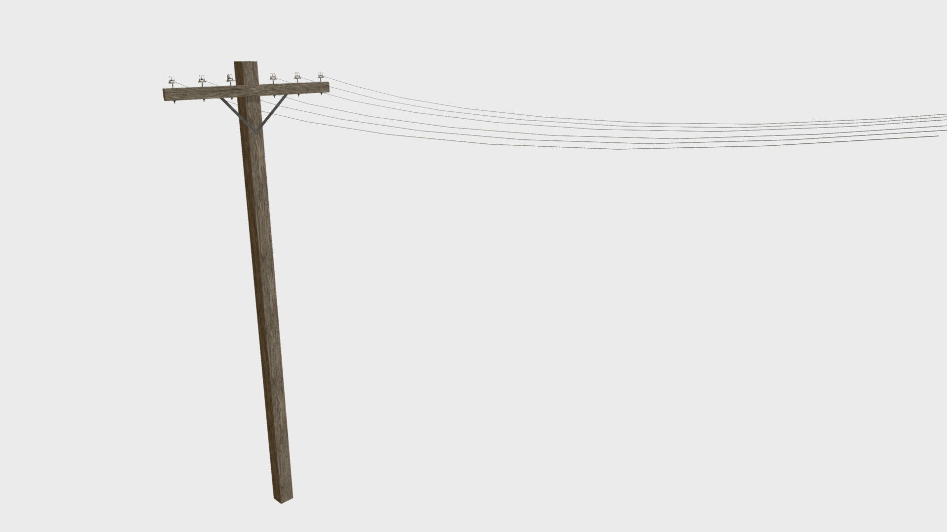 3D model Wooden telephone pole - This is a 3D model of the Wooden telephone pole. The 3D model is about a wooden pole with a wire attached.