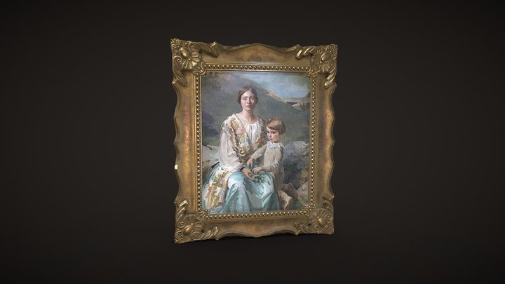 Posh Art Deco Painting 1920s Style Picture Frame 3D Model