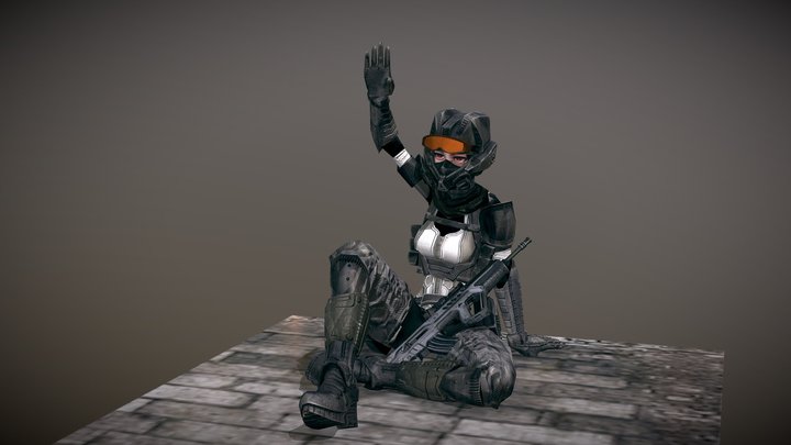 soldier girl & gun 3D Model