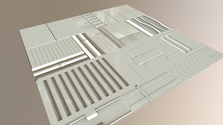 Sc-Fi Trim Sheet on plane 3D Model