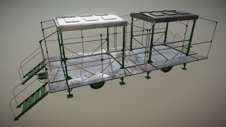 Military Kitchen Trailer (Open) 3D Model