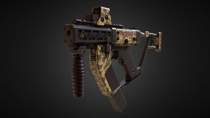 PBR Pistol (Cammo Skin 2) 3D Model