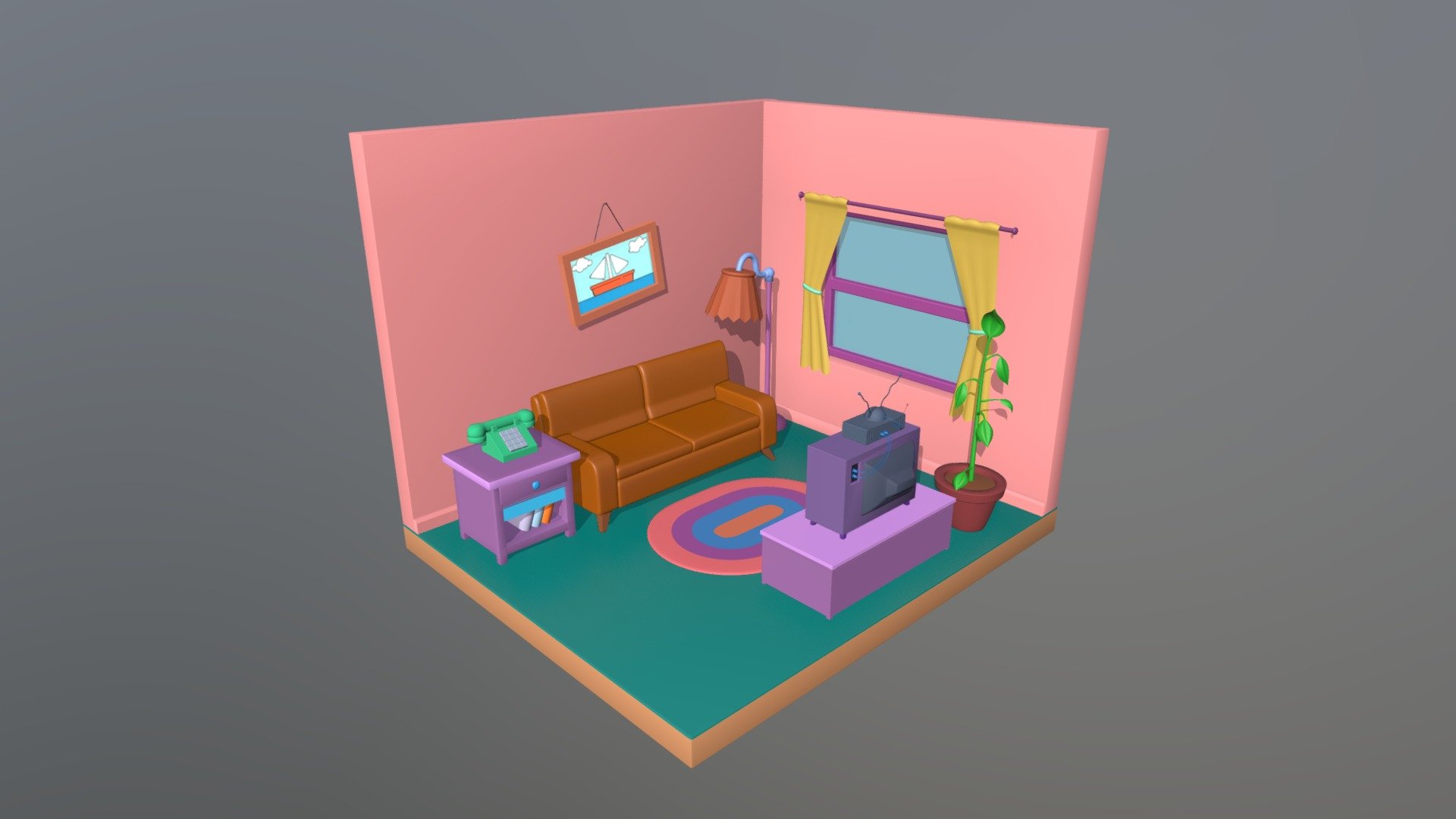 Simpson's inspired stylised room - 3D model by xedvin [b077ae4] - Sketchfab