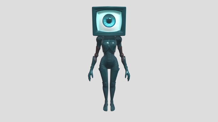humanoid with TV head and eye display 3D Model