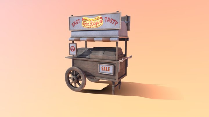 Hotdog cart. Hotdog van 3D Model