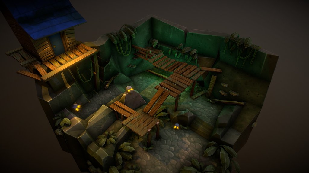Low Poly Environment Jungle Scene