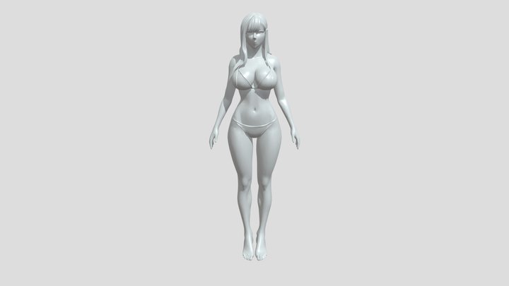 Woman in white bikini 3D Model