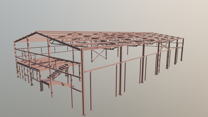 Гараж для спецтехники с АБК 18,0х36,0х6,0 м 3D Model