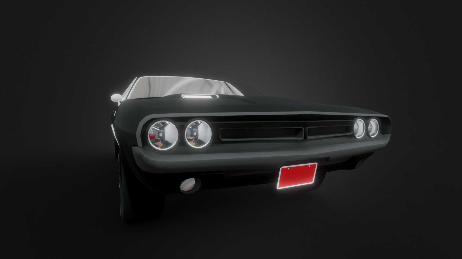 3D model Dodge Challenger Car Modeling - This is a 3D model of the Dodge Challenger Car Modeling. The 3D model is about a black sports car.