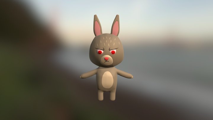 Cute Angry Rabbit 3D Model