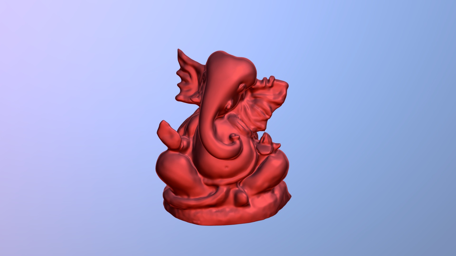 3D model Lord Ganesha - This is a 3D model of the Lord Ganesha. The 3D model is about a red clay sculpture.