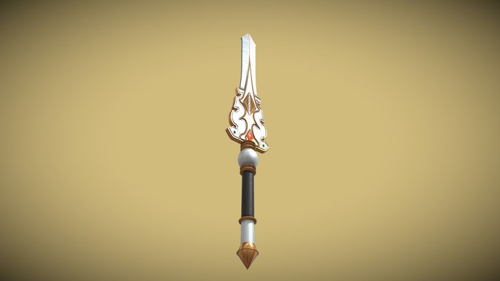 A golden sword. 3D Model