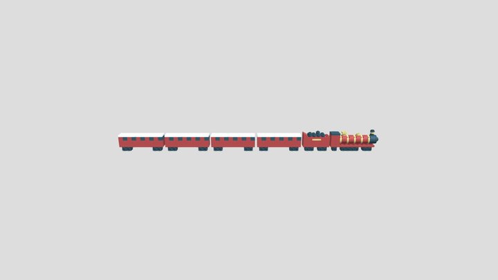 199 dollar hogwarts express train with four cars 3D Model