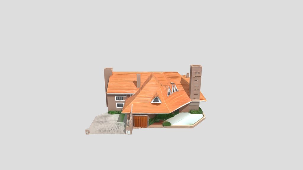 Suburban Brick Mansion - 3D Architecture Model