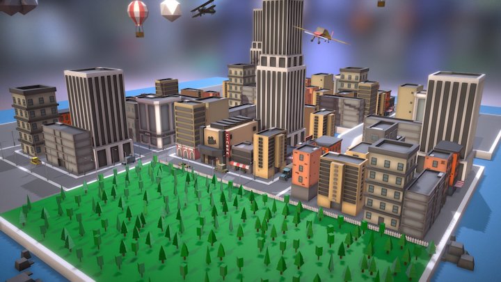 Low poly city 3D Model