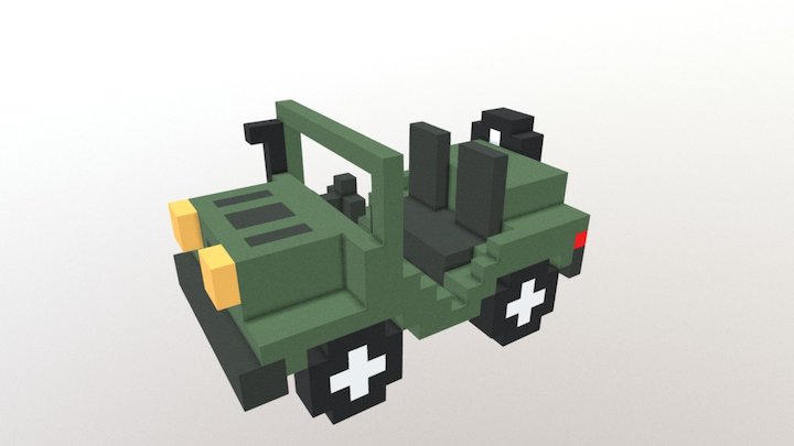 Voxel Jeep - Designed by 3D Pixel Artist 3D Model
