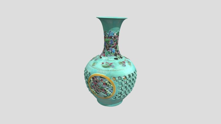 珐琅花瓶 Cloisonne vase Enamel vase 3D Model