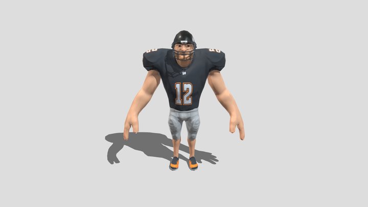 American Football Player Cartoon 3D Model