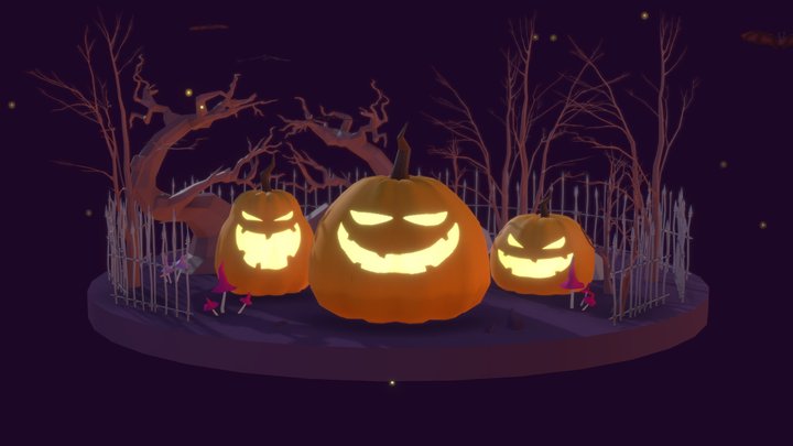 Cartoon Low Poly Halloween Pack 3D Model