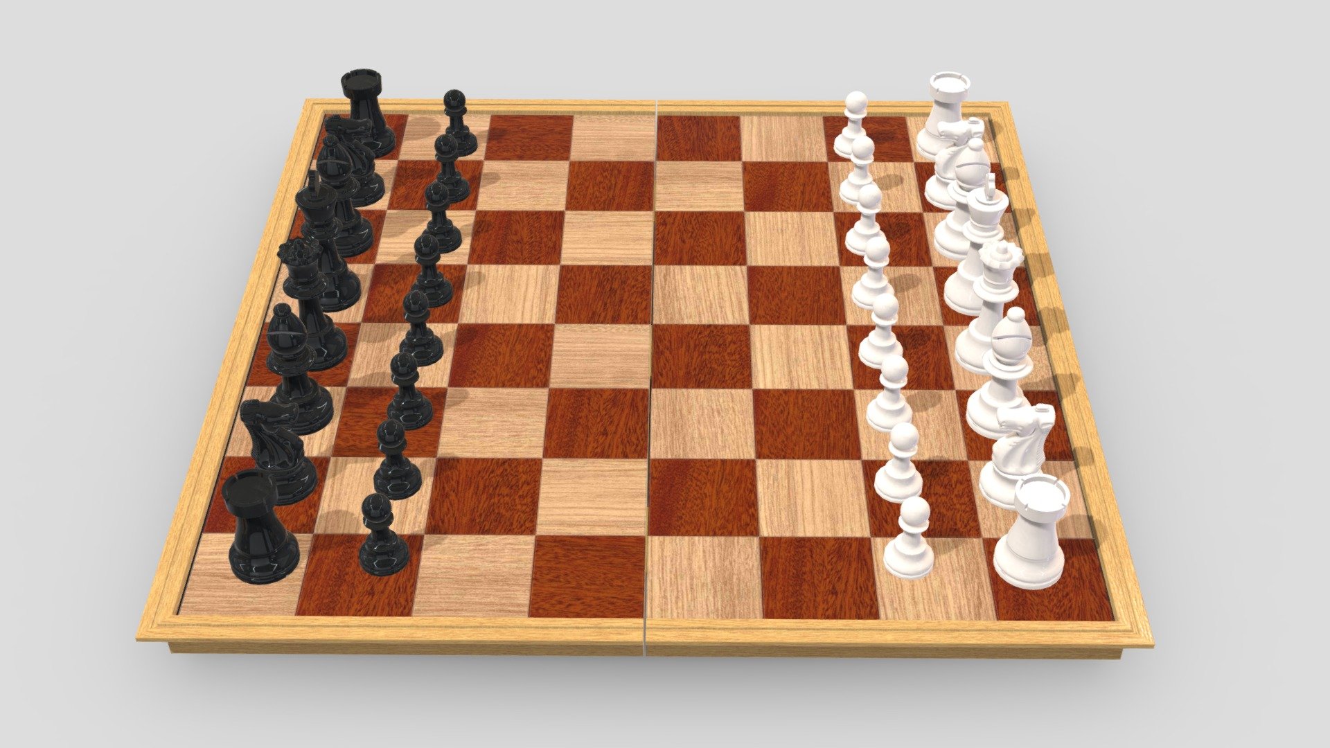 Chess Board Full Set Pbr Realistic - Buy Royalty Free 3d Model By 