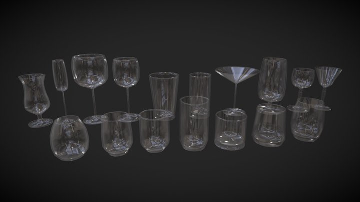 Drinking Glass Set 3D Model