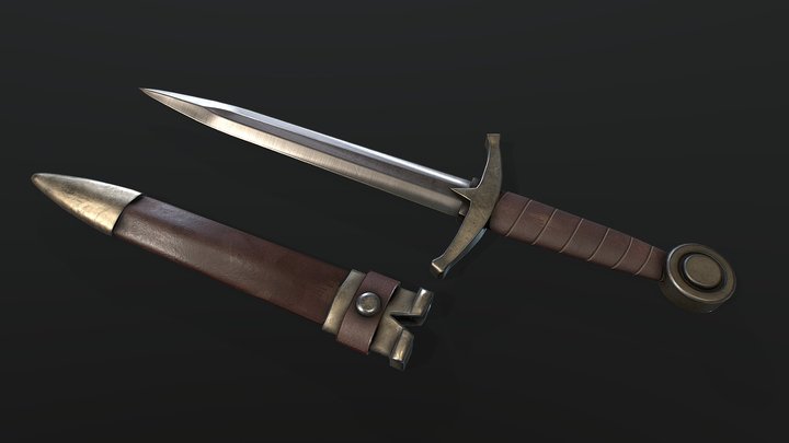 Knightly Dagger with Sheath 3D Model