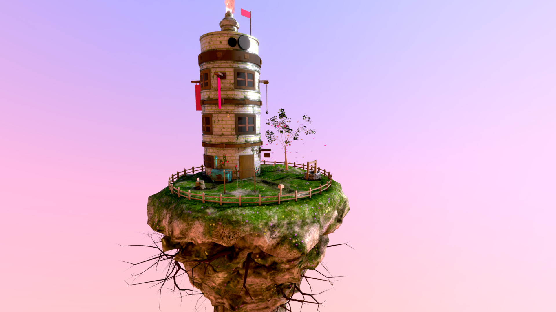 3D model Floating Island - This is a 3D model of the Floating Island. The 3D model is about a lighthouse on a small island.