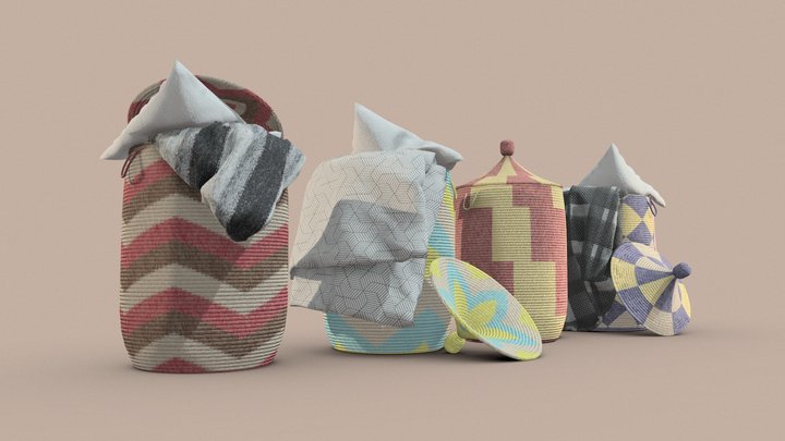 Laundry baskets - Game-ready props 3D Model