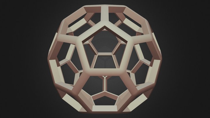 Wireframe Shape Truncated Icosahedron 3D Model